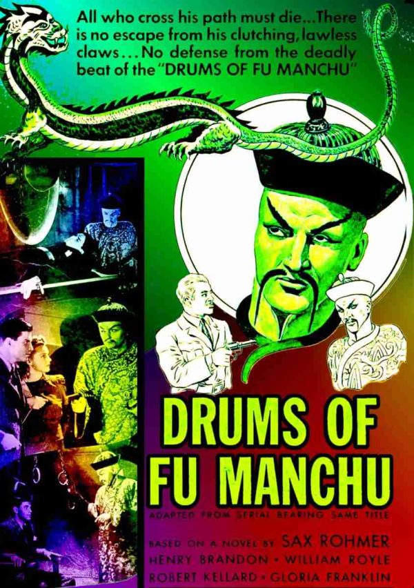DRUMS OF FU MANCHU 1940  SAX ROHMER COMPLETE REPUBLIC SERIAL 15 EPISODES 2 DISCS DVD-R SET!