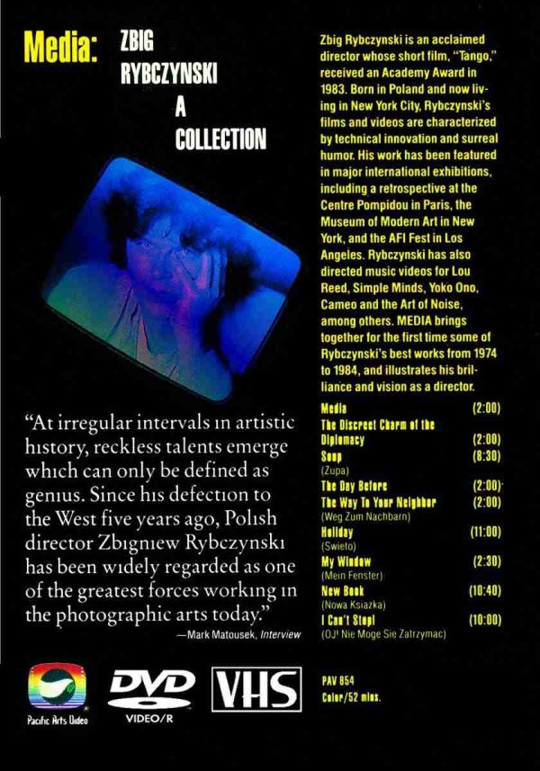 MEDIA: ZBIG RYBCZYNSKI A COLLECTION 1986 PACIFIC ARTS NYC KITCHEN EXPERIMENTAL DVD-R!