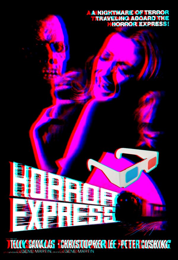 HORROR EXPRESS 3D 1972 CHRISTOPHER LEE PETER CUSHING TELLY SAVALAS SCIENCE FICTION IN THREE ANAGLPYGH DIMENSIONS DVD-R!