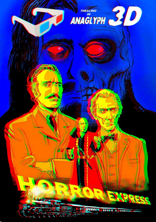 HORROR EXPRESS 3D 1972 CHRISTOPHER LEE PETER CUSHING TELLY SAVALAS SCIENCE FICTION IN THREE ANAGLPYGH DIMENSIONS DVD-R!